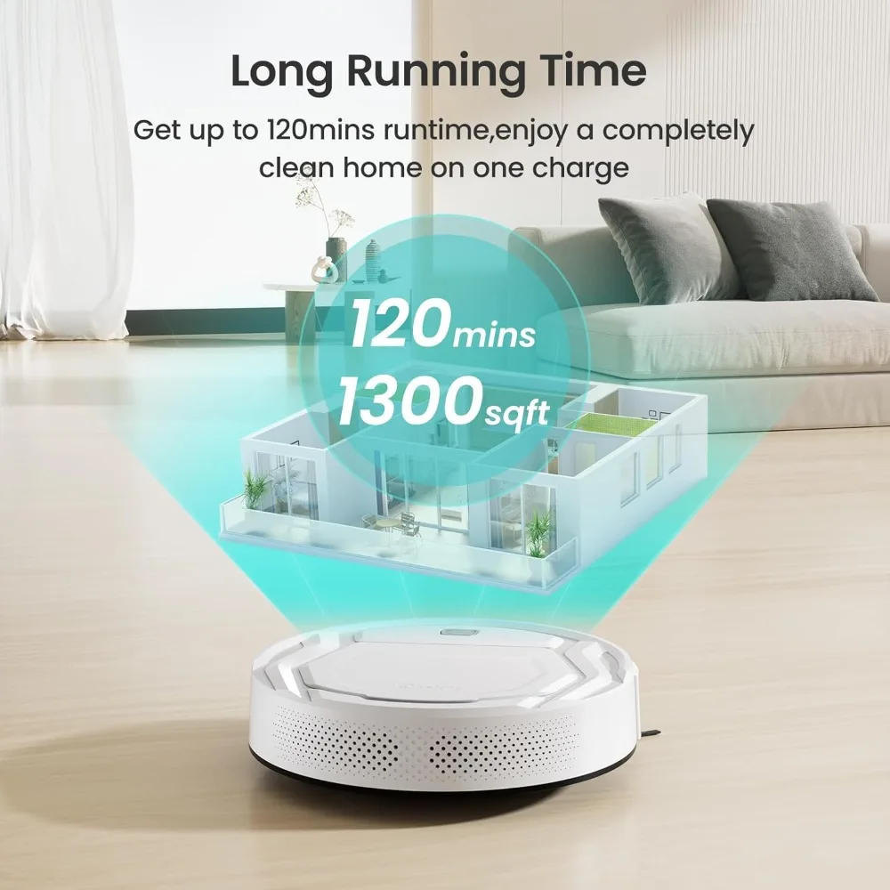 HAOYUNMA Vacuum Cleaner, Strong Suction, 120Slim, Low Noise, Automatic Self-Charging, Wi-Fi/App/Alexa Control