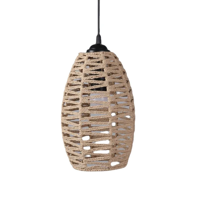 1PC Hand Weave Lampshade Rattan Hanging Lamp Shade Cafe Hotel Light Cover Ceiling Pendant Fixture For Home Restaurant Decors