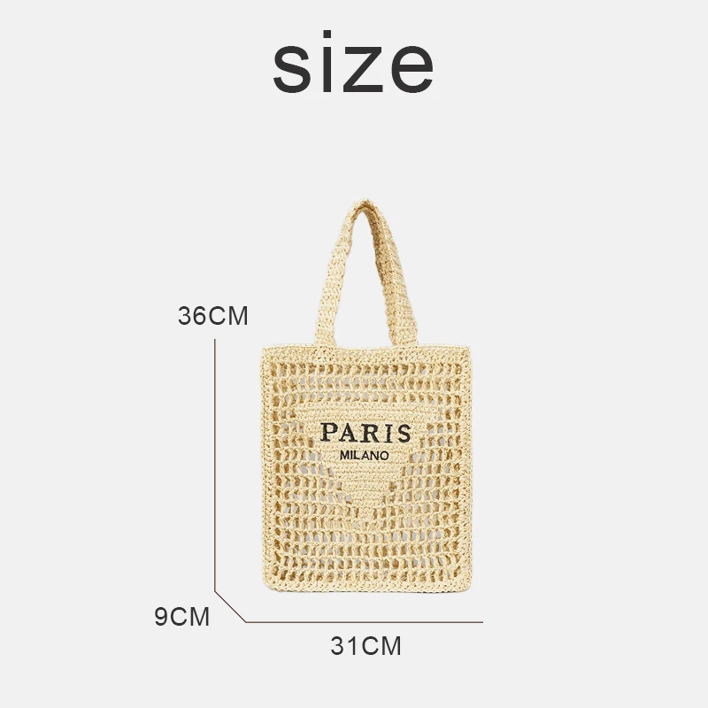 Bohemian Beach Hollow Out Bag For Women Luxury Designer Handbags Purses 2024 New In Papyrus Woven Letters Slim Underarm Shoulder