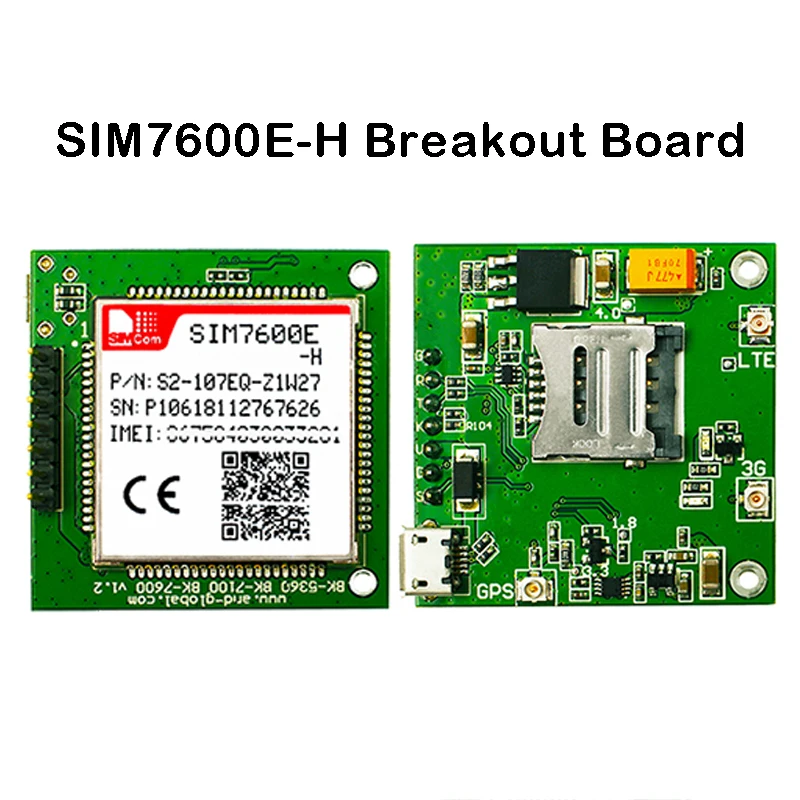 

SIMCOM SIM7600E-H breakout board LTE Cat4 module for EMEA Korea Thailand B1/B3/B5/B7/B8/B20/B38/B40/B41 900/1800MHz