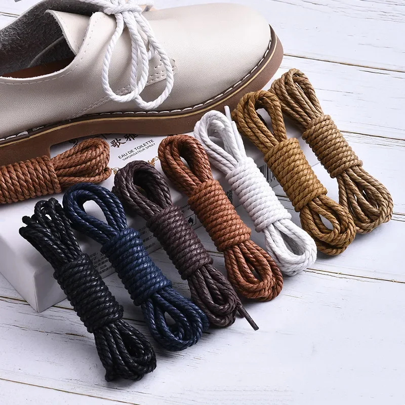 New Shoelace Casual Leather Shoelaces Waxed Round Shoe Laces Shoestring Boots Sport Shoes Cord Ropes 60/90/120/150CM Accesories