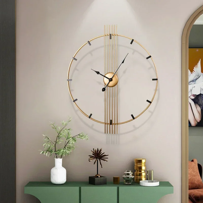 Modern Nordic Light Luxury Large Silent Wall Clocks Golden/Black Creative Simple Living Room Restaurant Decoration Hanging Watch