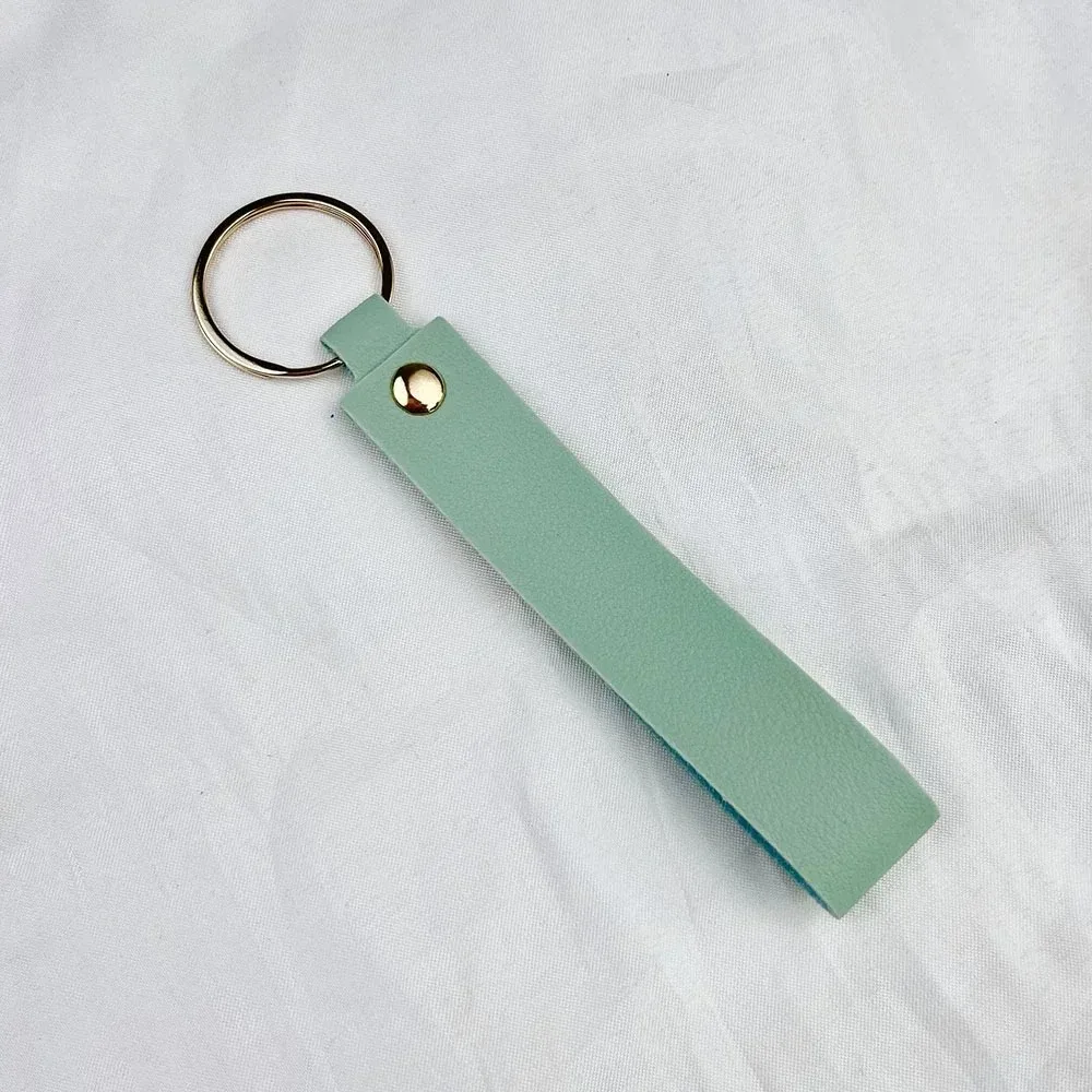 Personalized Engraving Name & Date PU Leather Keychain