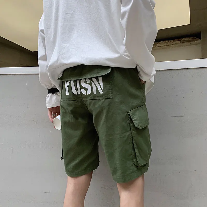 

Летние мужские повседневные свободные рабочие шорты в корейском стиле, модные брюки-бермуды, прямые брюки, брюки-трубы