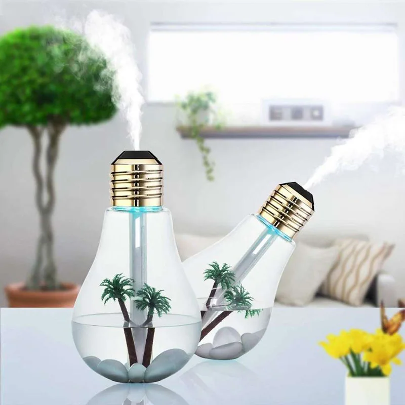 

400Ml Bulb Air Humidifier Ultrasonic Cool Mist With On/Off 7 Color Changing Led Night Lights Air Freshener Mist Maker