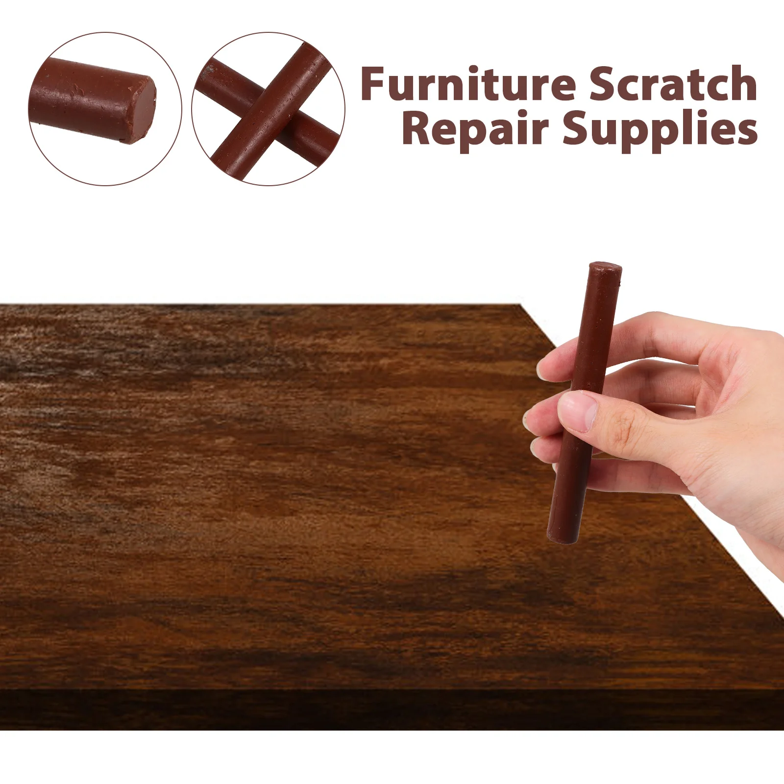 2pcs Furniture Repair Wax Filler Sticks Dark Brown Wood Scratch Remover Pen For Tables Cabinets Floors Wood Markers Restoration