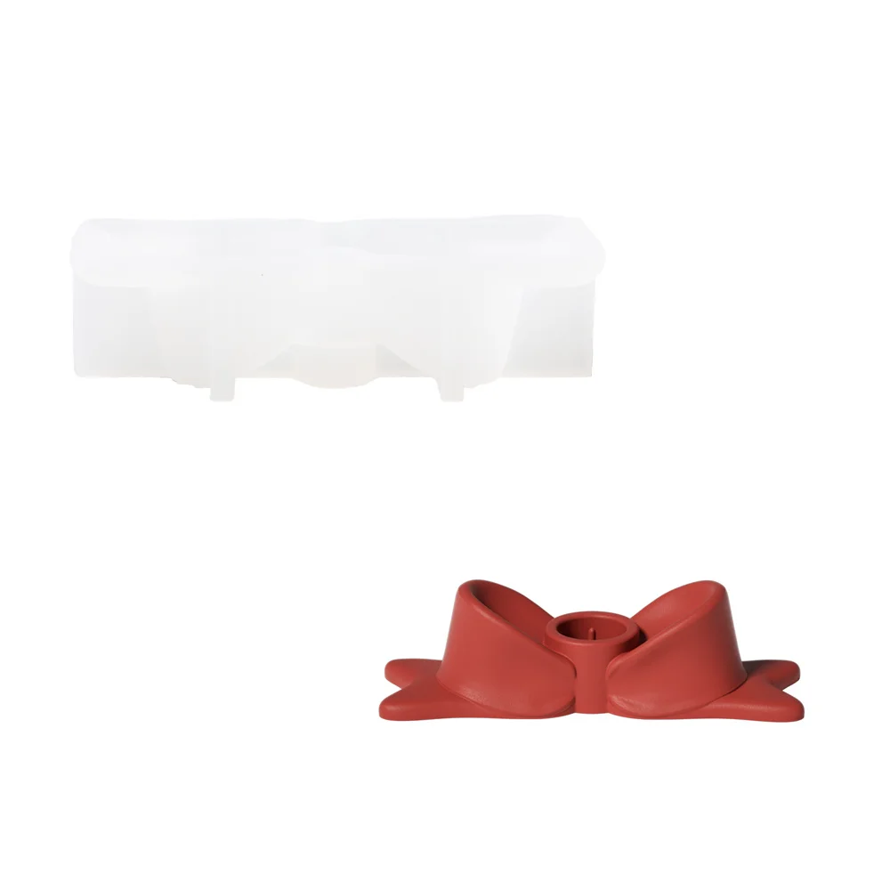 Nicole Sweet Bowtie Taper świecznik silikonowe formy betonowe DIY świecznik z kokardką forma gipsowa Jesmonite Making Mold — zdjęcie 2