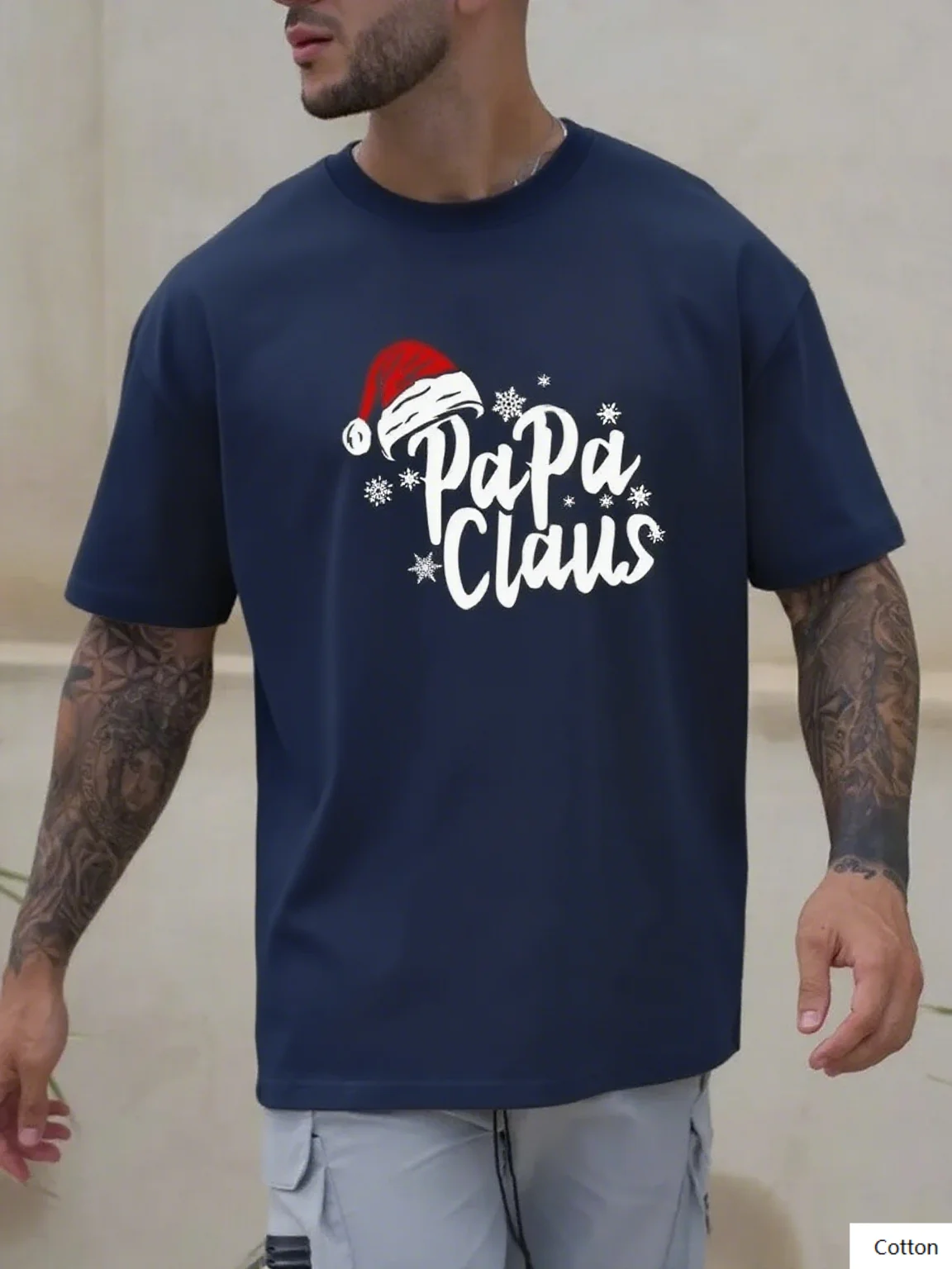 تي شيرت رجالي مطبوع من القطن بتصميم بابا كلوز وعناصر عيد الميلاد رائع لموسم العطلة وعرض الروح الاحتفالية #6