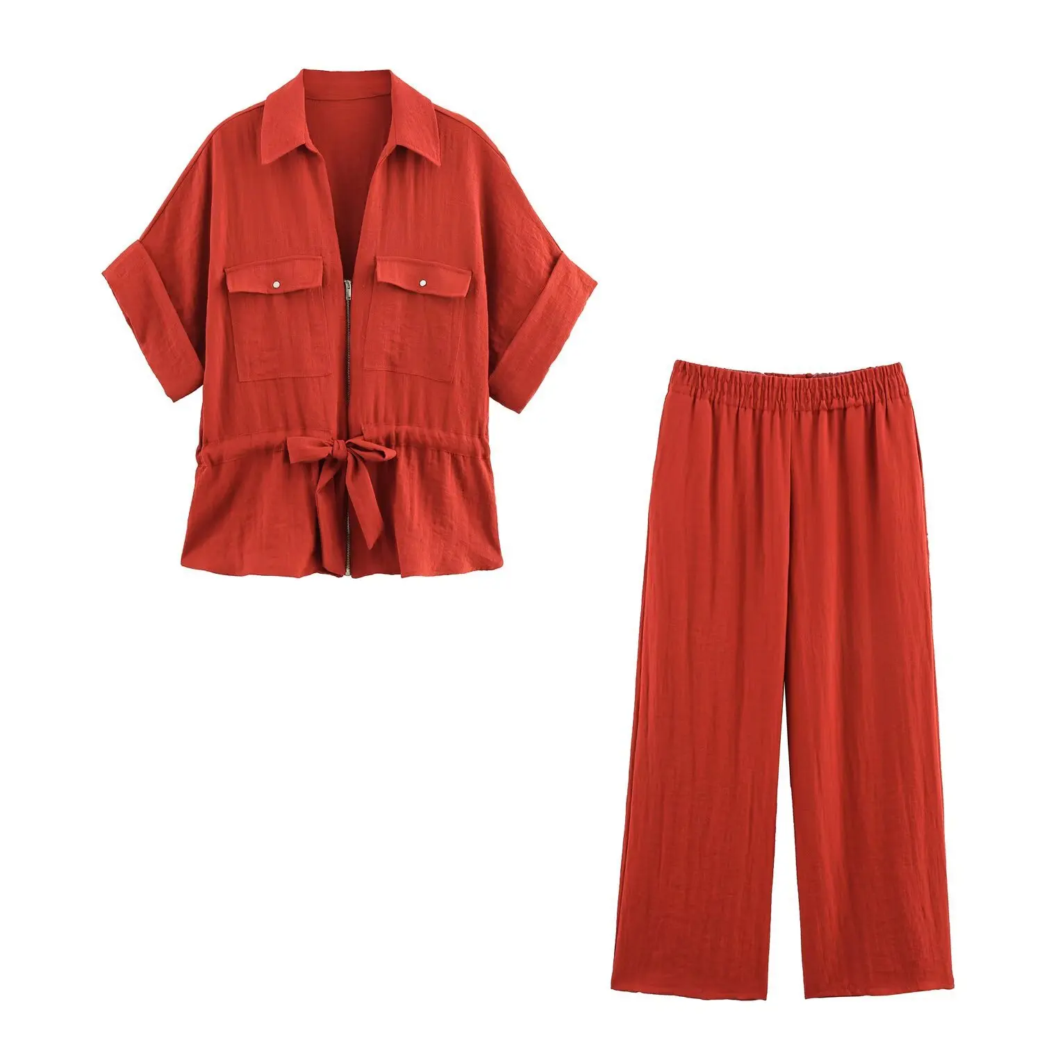 2025 ฤดูร้อนSafari-แรงบันดาลใจชุดผู้หญิงยูทิลิตี้เสื้อกางเกงขากว้างChic Explorerสไตล์ 2 ชิ้นชุดใหม่