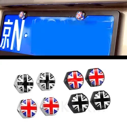 4pcs/set For British Flag Car Flag Metal Screws License Plate Bolts Auto For Generic MINI COOPER S JCW F56 F60 Car Accessories