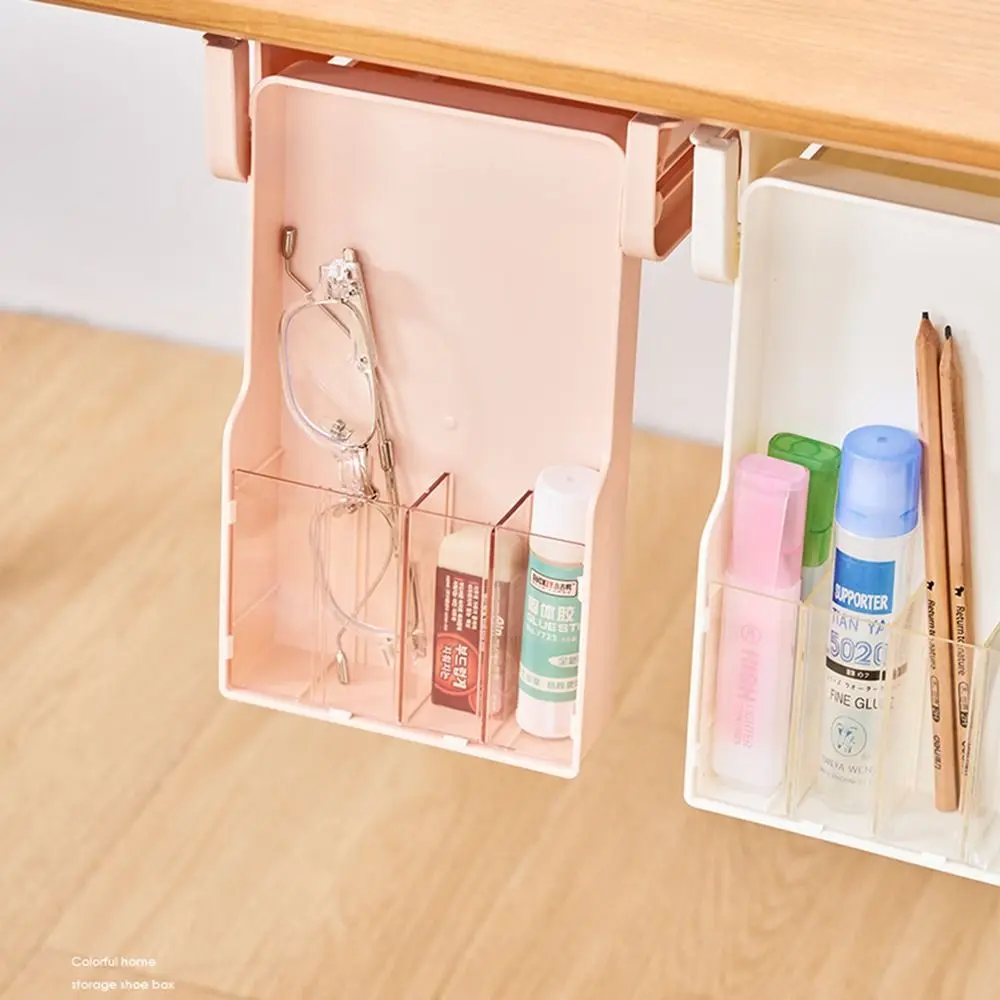 Self-Adhesive Under Table Drawer Space Saving Slide Out Table Bottom Organizer Shelf Easy To Install Adjustable