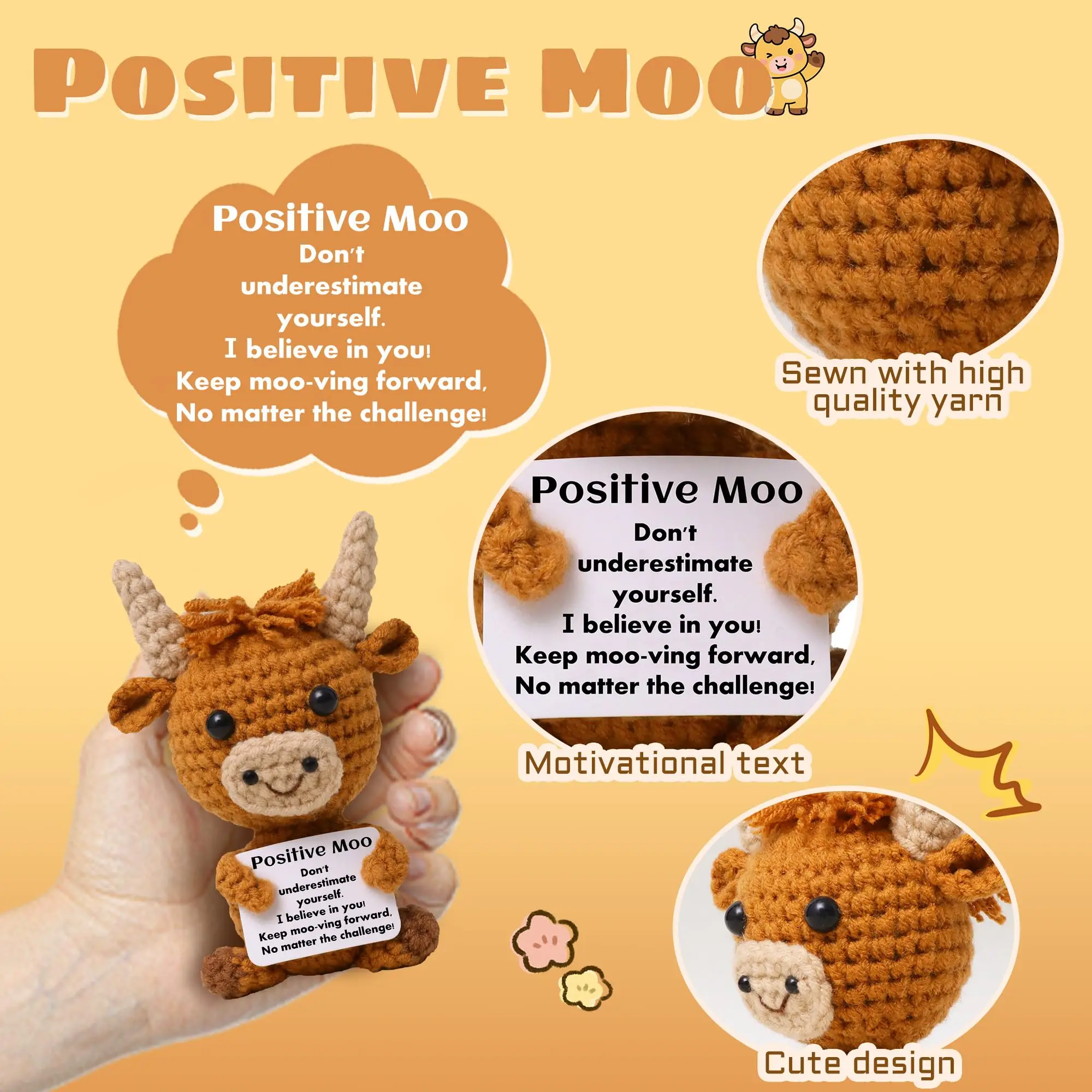 1 Piece of Positive Energy Mini Fun Knitted Christmas Gift: Cute Positive Energy Crochet Animals Like Penguins, Sharks, Ducks, with an Accompanying Encouragement Card, Suitable for Girls, Boys, Women, Friends, Birthday Party Decorations, and Christmas Stocking Stuffers