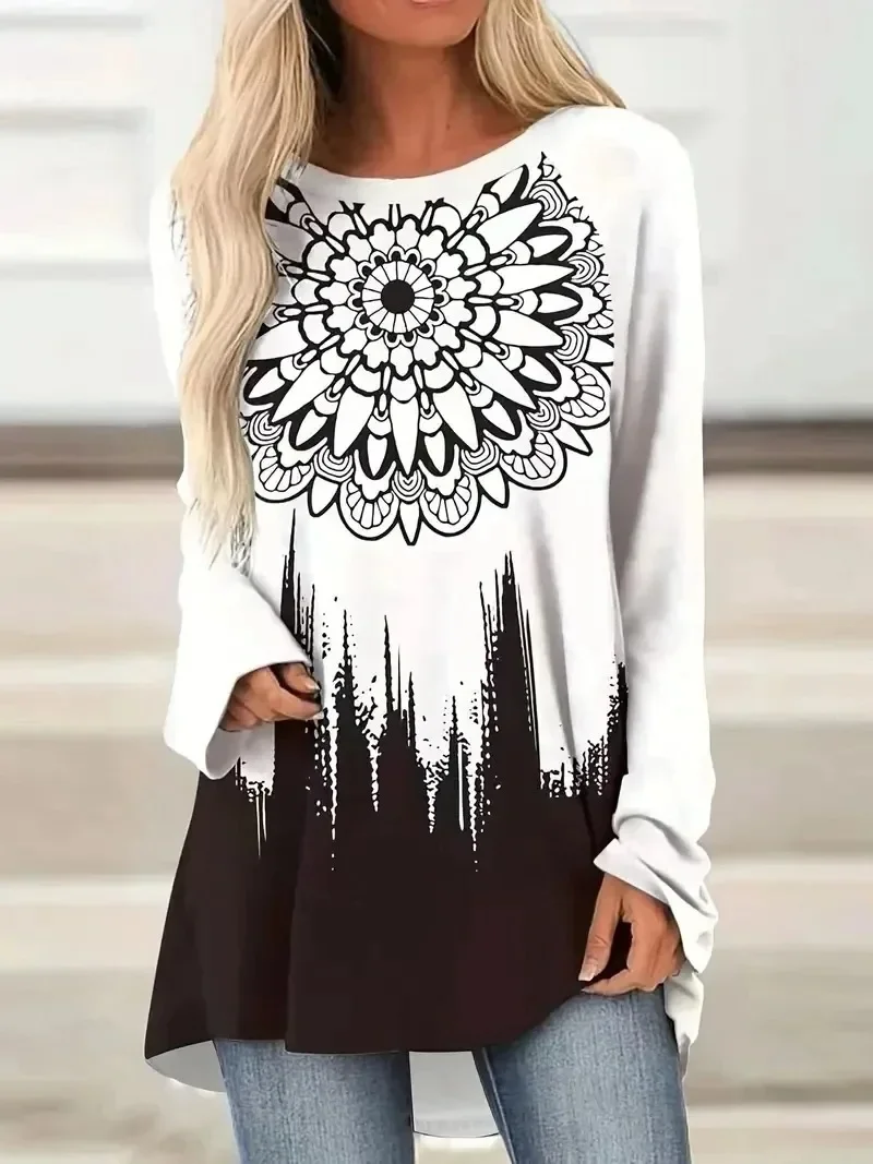 

Плюс размер, осенние новые женские модные футболки с длинными рукавами и цветными блоками, женские повседневные пуловеры с круглым вырезом, топ