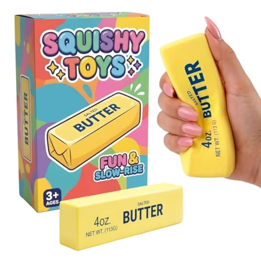 

Butter Squishy Toys, Slow Rising Dumpling Squishy Squeeze Toys Sensory Stress Relief, Gifts for Boys Girls Adults Stretchy Fidg