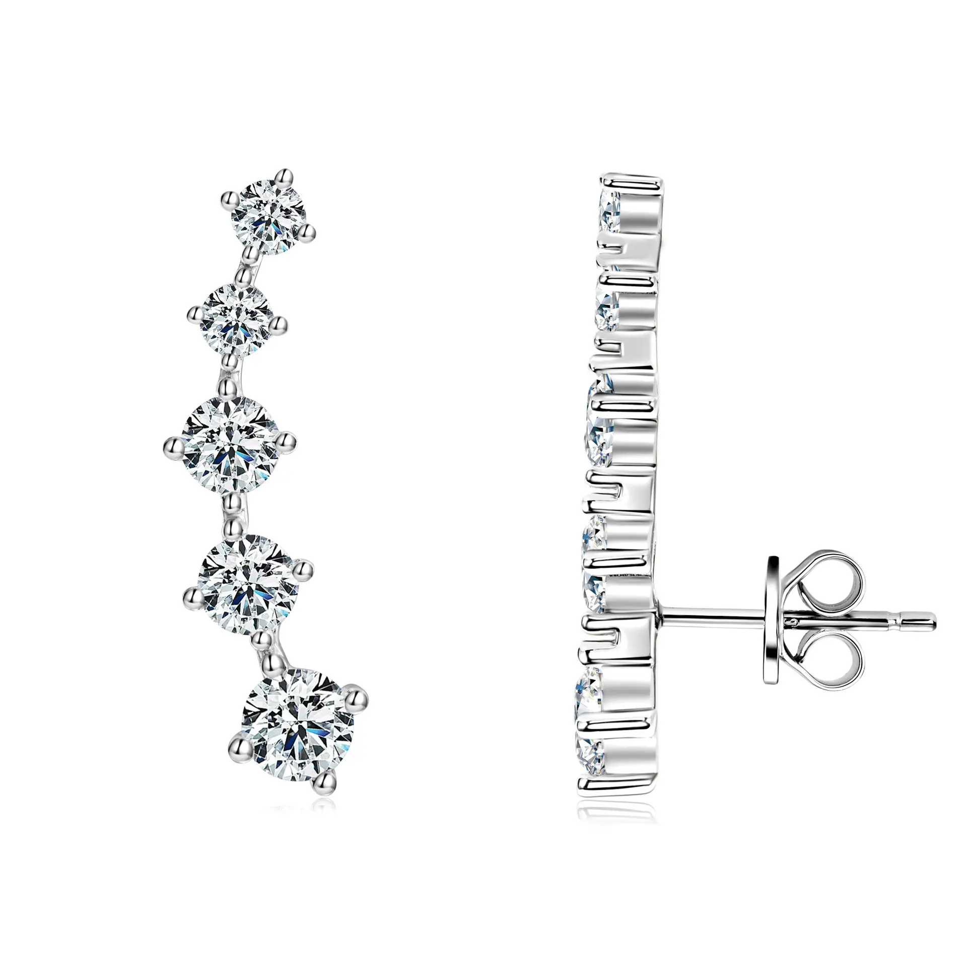 S925 Sterling Silver Moissanite Fashion Personalized Creeper Earrings Niche Design Light Luxury Accessories Stud Earrings