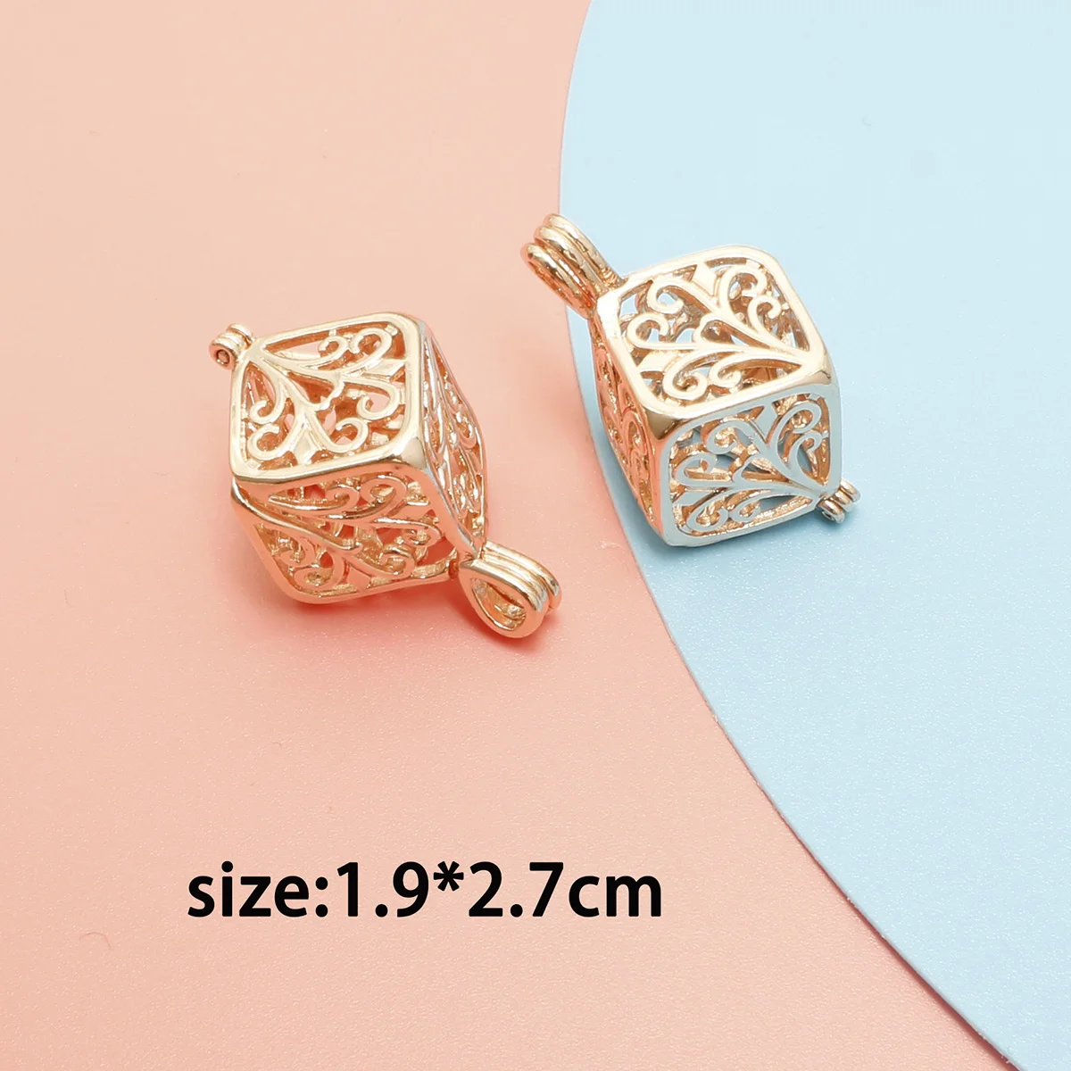 10pcs Copper Cube Pearl Cage Necklace Pendant Aroma Oil Ddiffuser Adds Your Own Pearl Stone Makes It More Attractive