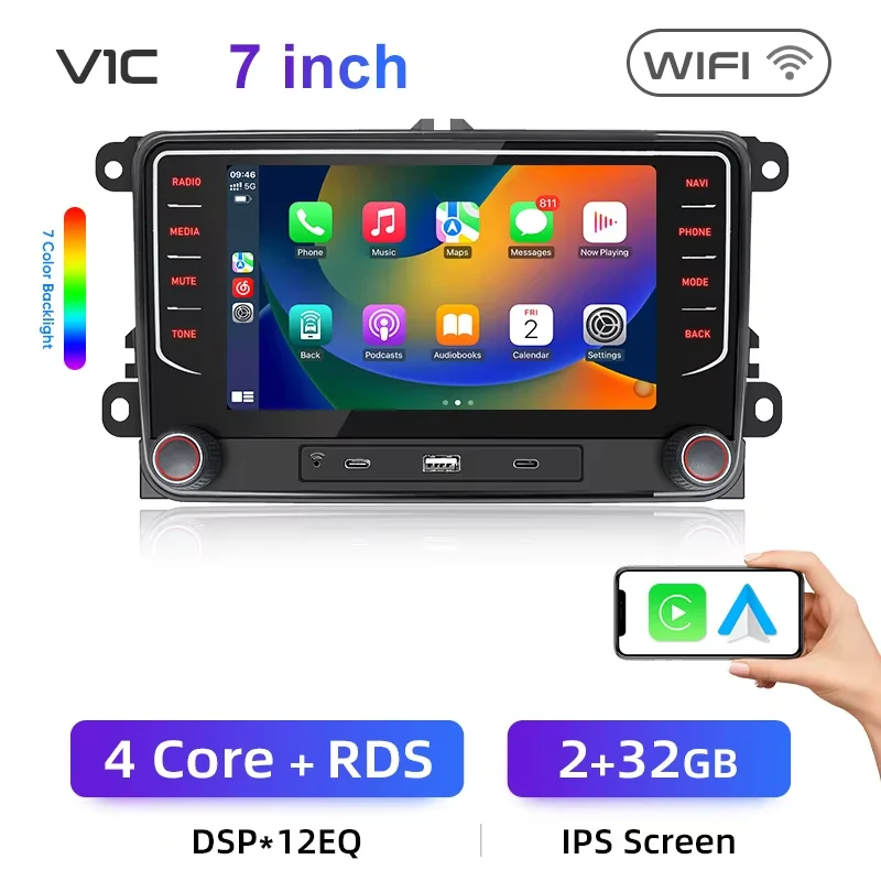 Junsun 7 ''9'' Draadloze Carplay Auto Radio Voor Vw Passat B6 B7 T5 Tiguan Touran Golf Polo Skoda Seat Android Autoradio Rds