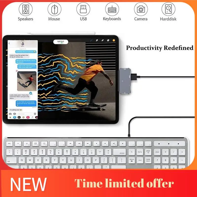 

A42T-USB C Hub For Ipad Pro 11/12.9 2020/2018 Adapter,4-In-1 Adapter With Aux 3.5Mm Headphone Data Jack