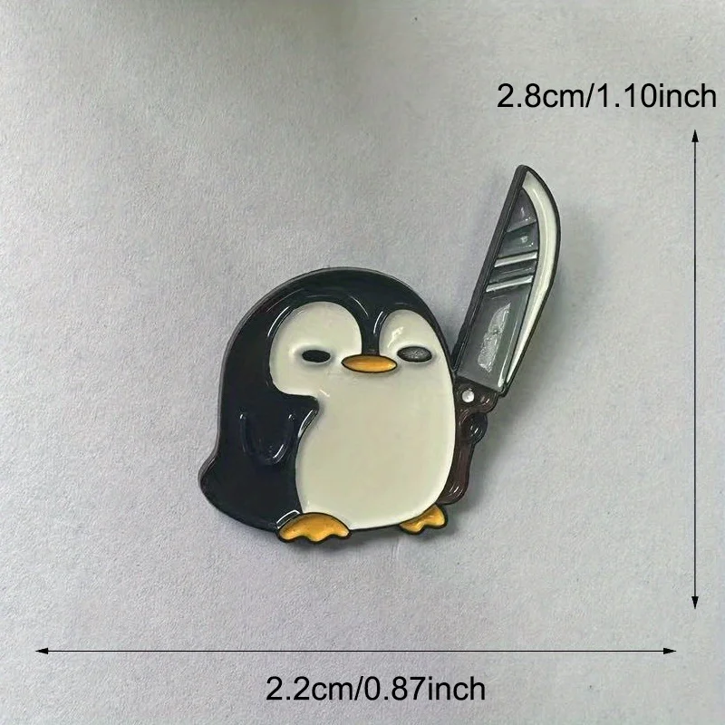 Funny Penguin Holding Big Knife Brooch Pin Badge for Backpacks Hats Unique Gift Accessory view 4