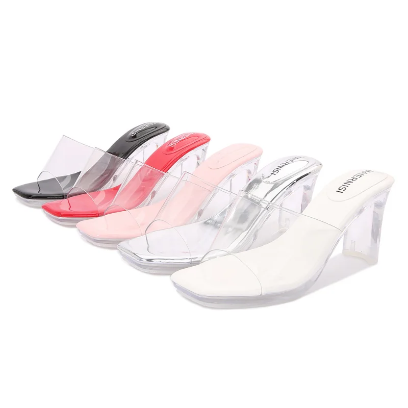 

Ladies Sandals Summer New PVC Open Toe Sexy High Heels Women Fashion Transparent Casual High Heel Sandals Woman Shoes Sandals