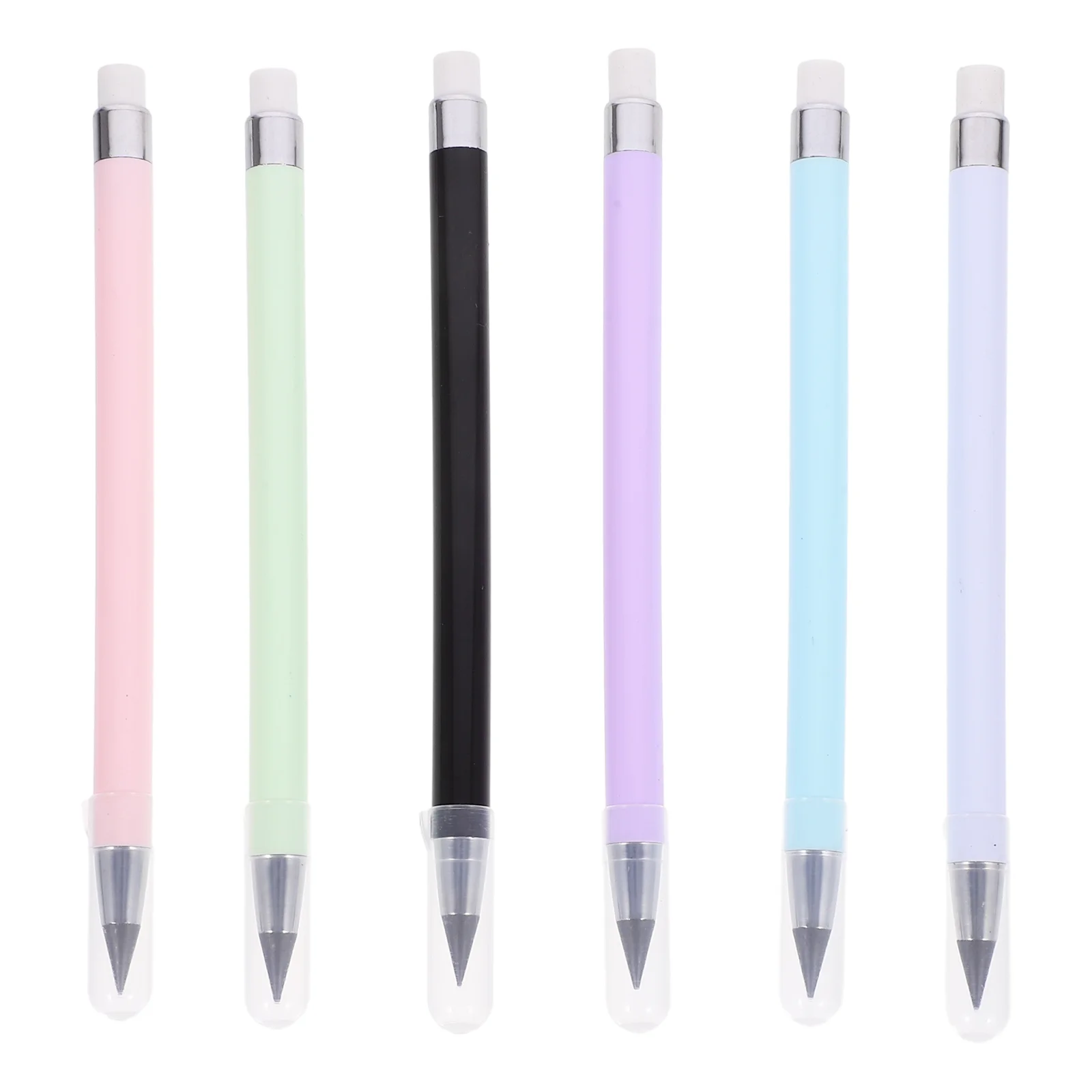 6 Pcs Eternal Pencil Reusable Teens Pencils Forever Everlasting with Eraser Drafting Metal No Sharpening