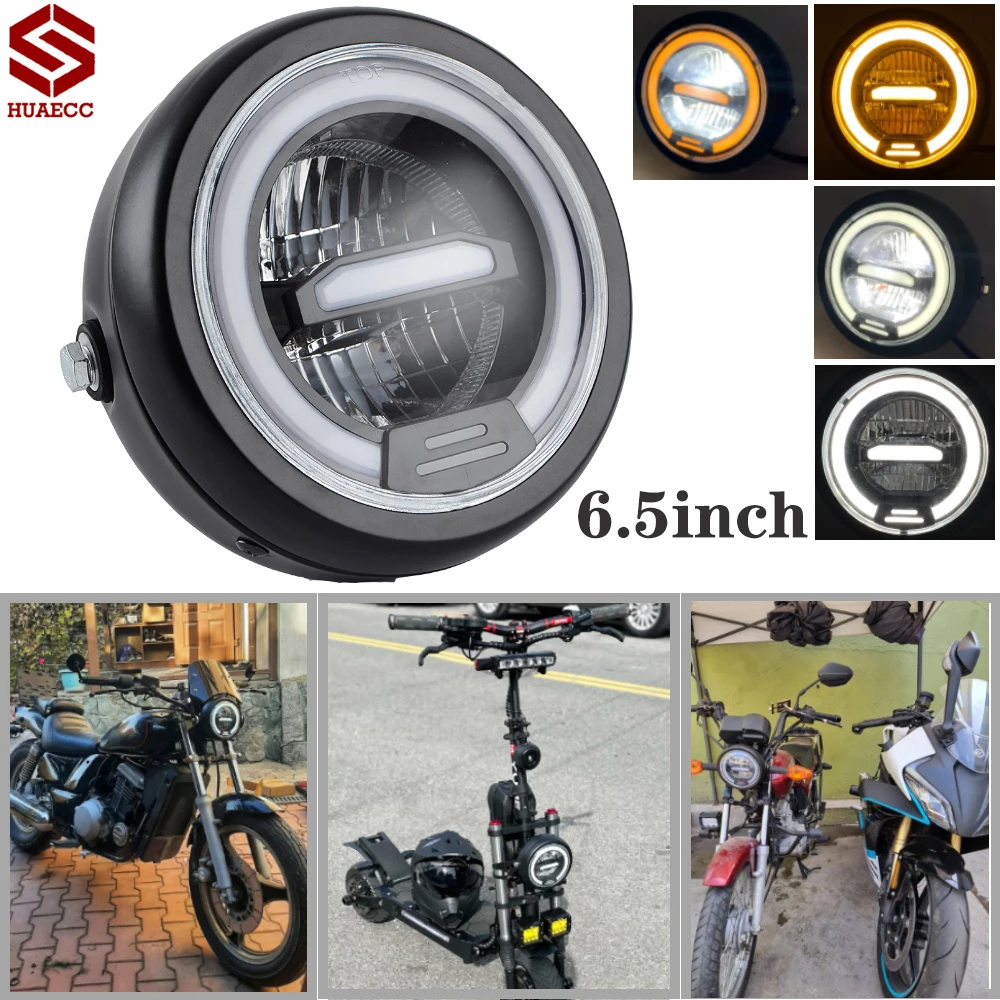 16CM 6.5 Inch Universal Motorcycle Led Headlight Round Head Light For Harley Sportster Cafe Racer Honda Yamaha Suzuki Custom