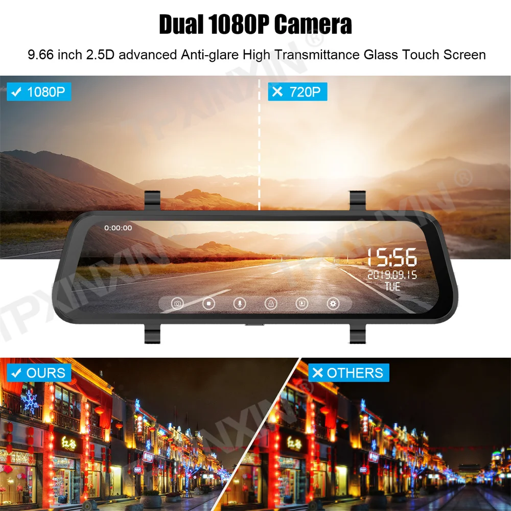 Mirror Camera For Car Touch Screen 70mai Dash Cam Pro Plus A500S 1944P ADAS GPS 1080P HD Night Vision Dash Camera Recorder