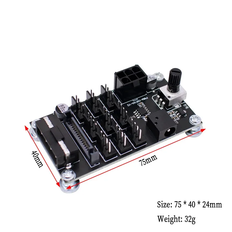 Computer Chassis PWM Violent Fan Speed Controller 9-way High-power Fan Hub Controller Fan Governor