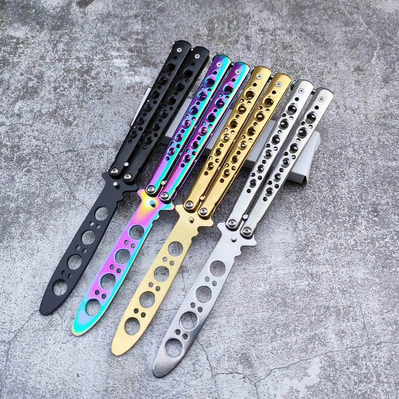Foldable Butterfly Knife Trainer Portable Stainless Steel Pocket Practice Knife Training Tool For Outdoor Games Folding Knife