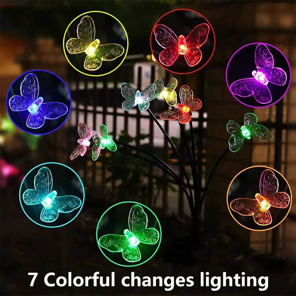 Imagem -05 - Jardim Solar Borboleta Luzes 10led Solar Lawn Luz Waterproof Luzes Solar Borboleta Luzes para Yard Caminho Pátio Jardim