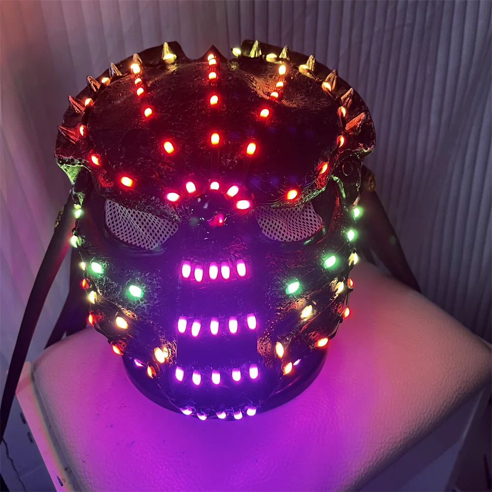 New Design RGB Led Sniper iron warrior Mask, Bar DJ Led Robot Halloween Costumes Masks, Stage Dance Performance Lighting Props