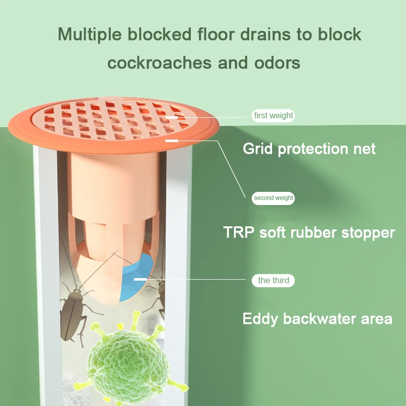 Deodorant Floor Drain Hair Filter Anti-clogging Soft Glue Shower Floor Kitchen Toilet Drainage Deodorant Bathroom Accessories