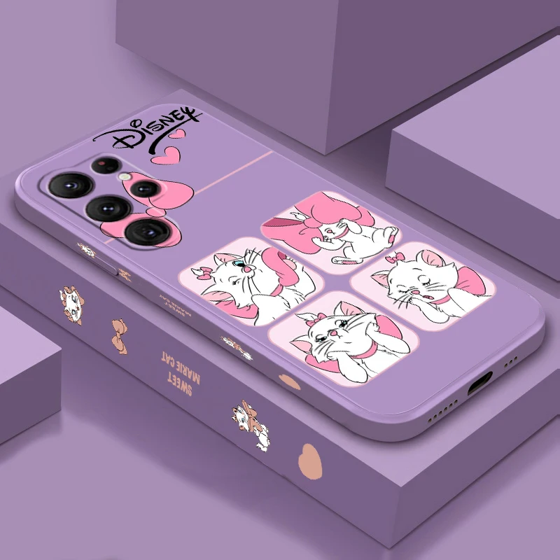 

Mary Cat Disney Fashionable Liquid Left Rope For Samsung Galaxy S24 S23 S22 S21 S20 FE S10 Ultra Plus Lite 5G Back Phone Case