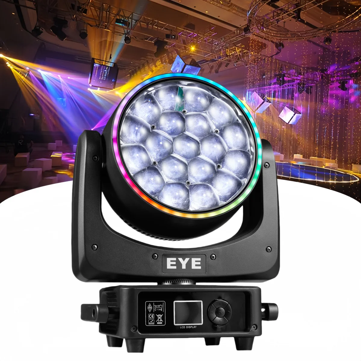 

2pcs Mini 19x25W RGBW 4in1 Spotlight Wash/Beam/Zoom,Professional DJ/Bar Big Bee Eye LED Moving Head Disco Strobe Stage Lights