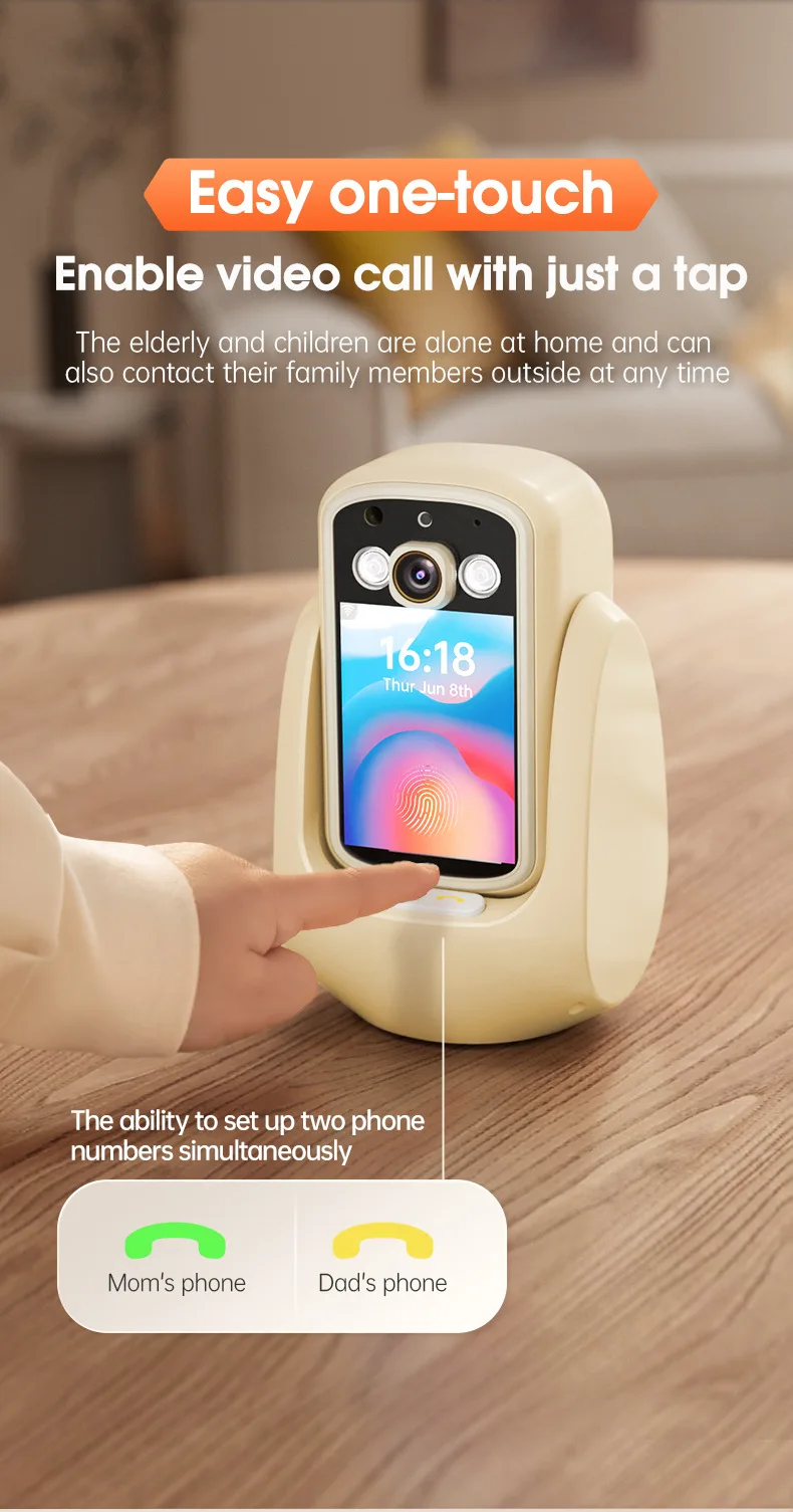 2.8Inch IPS Screen Video Phone 2MP 1080P One Key Call Wireless PTZ IP Dome Camera AI Humanoid Detection Security Baby Monitor