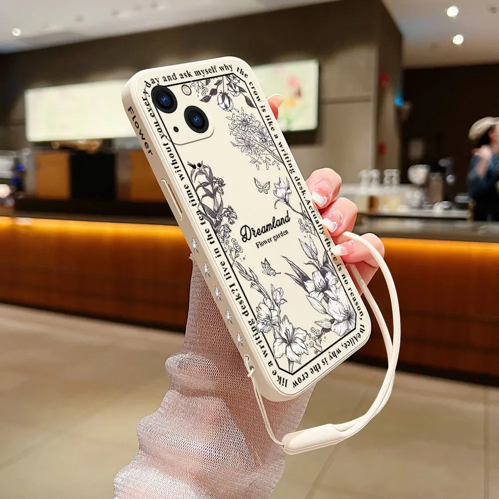 Garden Flower Cute Phone Case For OPPO A54 A74 A57 A96 A76 A36 A95 A12 A15 A15S A16 A16K A9 A5 2020 4G 5G Liquid Silicone Cover