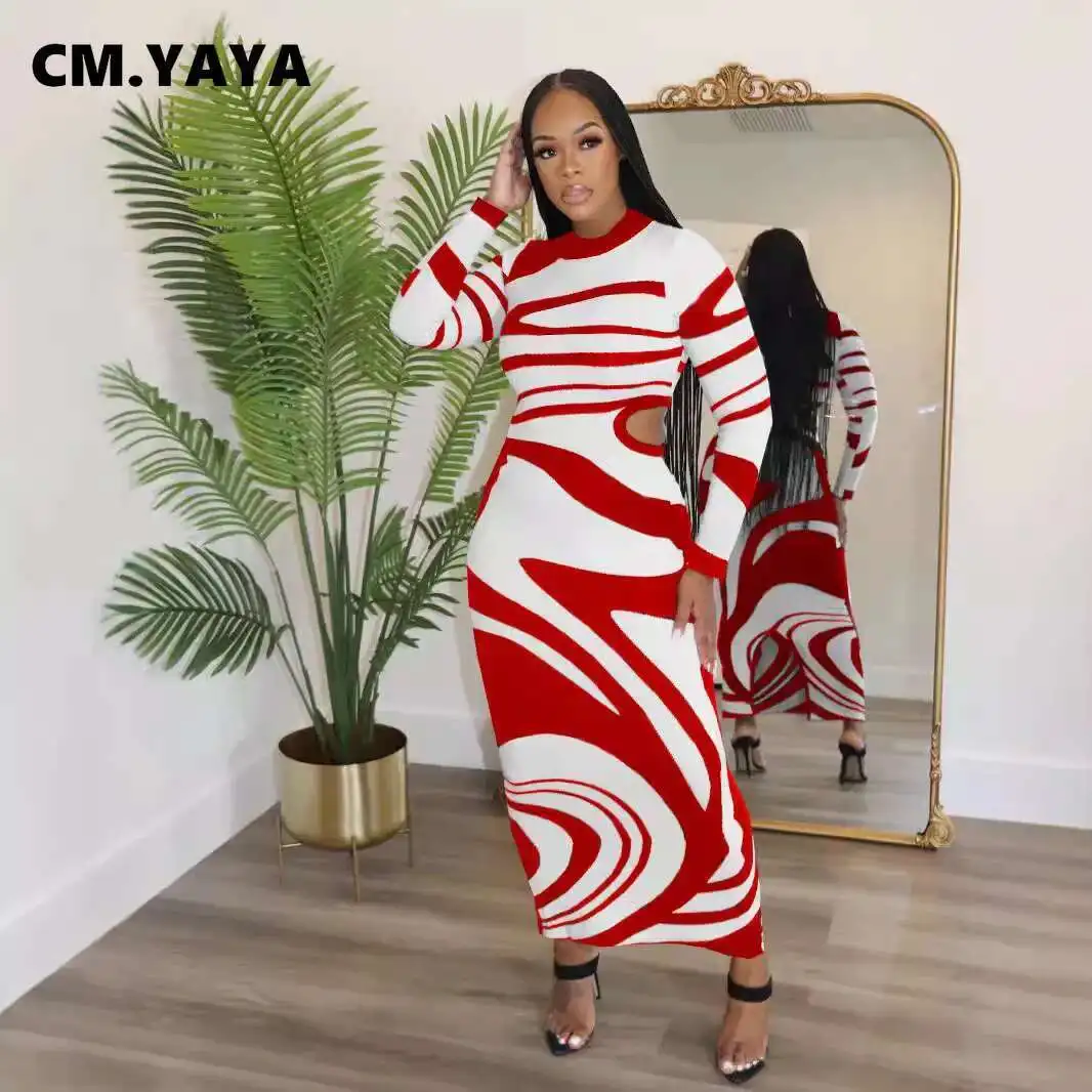 BabYoung mujeres cebra manga a rayas recorte cintura cuello redondo Maxi vestido largo ajustado por debajo de la rodilla 2025 Club Sexy vestidos de noche de fiesta