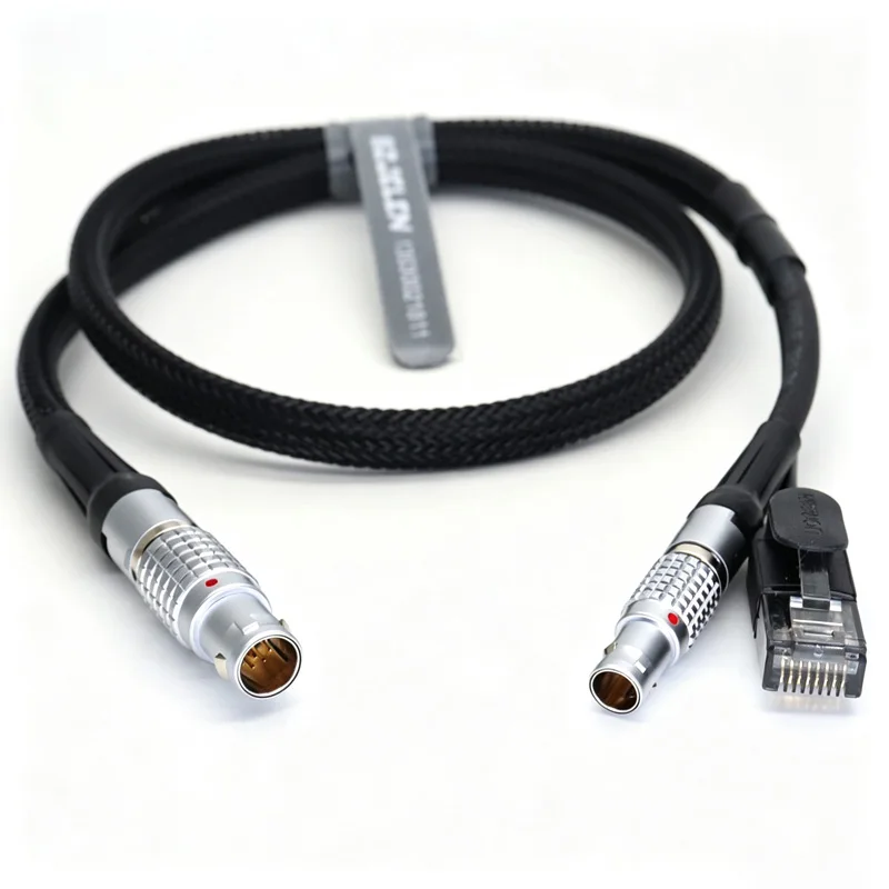 1B 10Pin Plug to RJ45 Data Cable+2Pin Connector Plug Straight/Bend Head Suitable for SmaHD CINE7 Monitor 0.3-0.8m Connector wire
