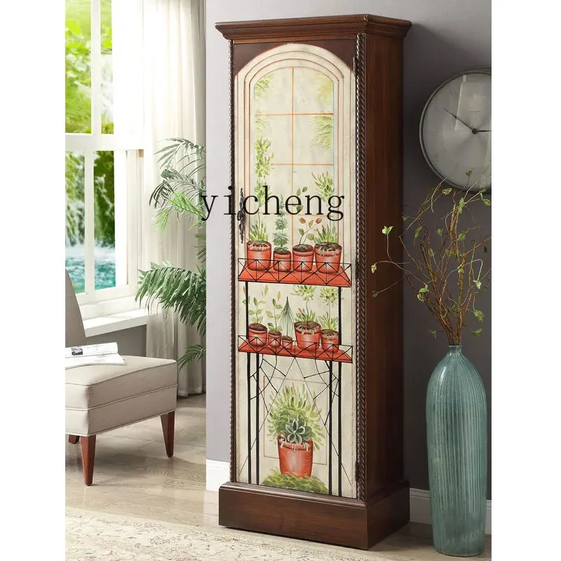 

ZYA Country Wardrobe Retro with Mirror Single and Double Door Closet Adjustable Hallway Storage Cabinet
