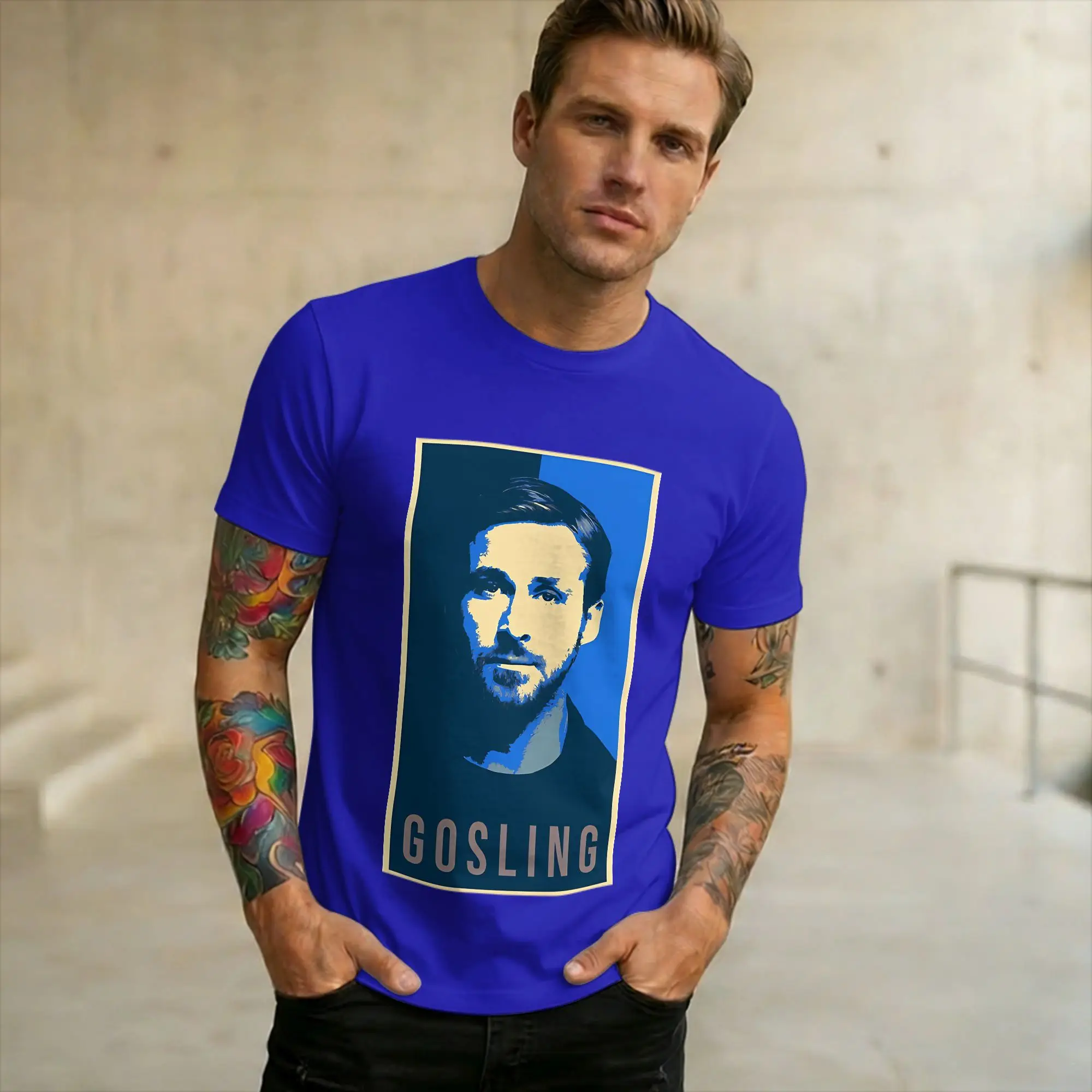Famous Ryan Gosling Actor Singer  T Shirt Men Cotton Tops Funny  Crewneck Short Sleeve