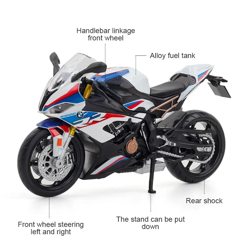 1/12 BMW S1000RR Alloy Diecast Motorcycle Model Toy Collection Hobbies Shork-Absorber Off Road Autocycle Toys Car ChristmasGifts