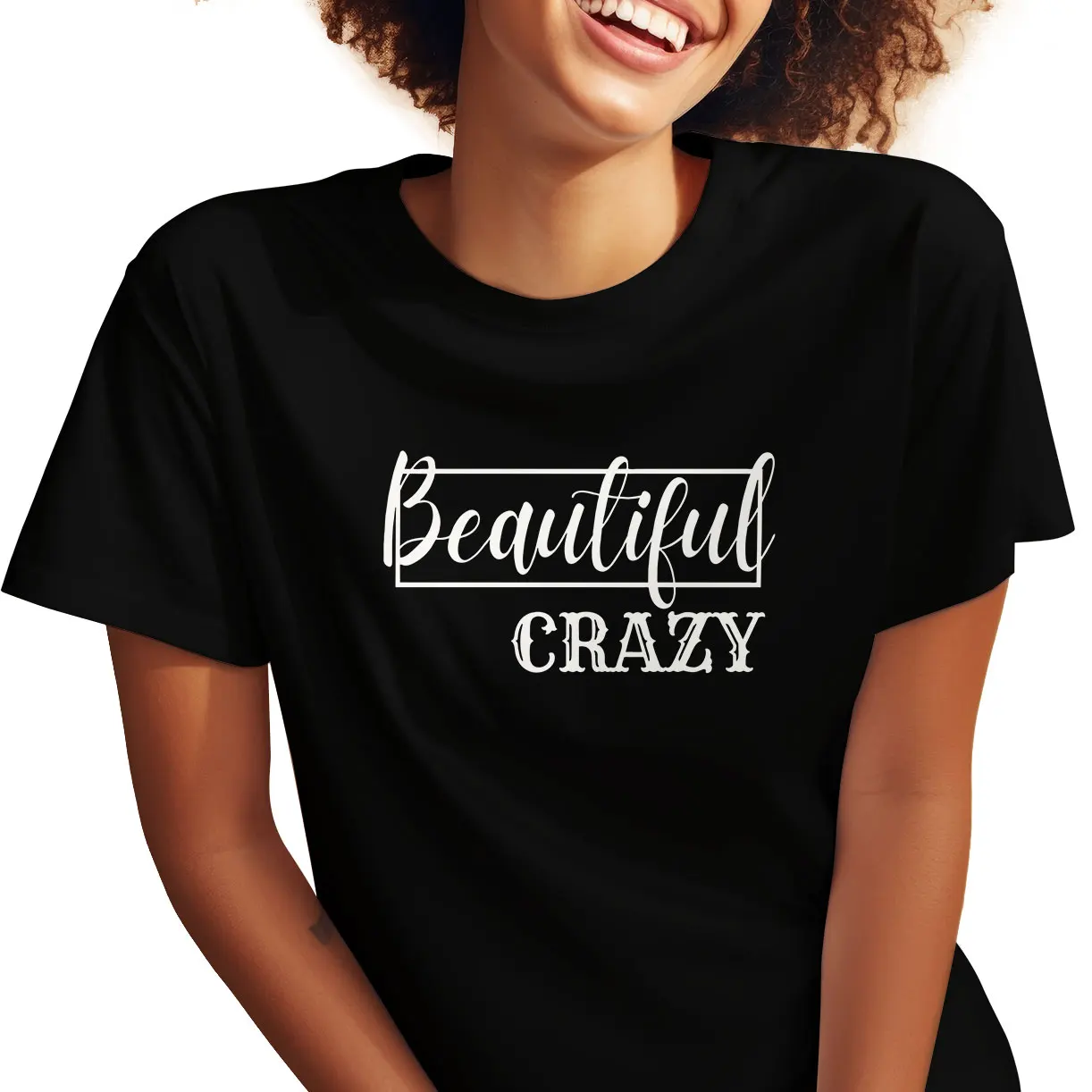 

Women's Beautiful Crazy Letter Print T-shirt Cool Short Sleeve Lady Casual T Shirts Female Loose Tees Summer Woman Soft Clothes