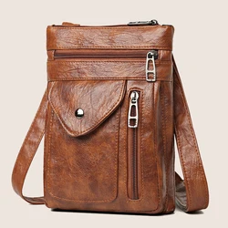 Ladies' soft leather shoulder bag, mobile phone bag, layered bag, mailman, one shoulder luxury designer, ladies' handbag, wallet