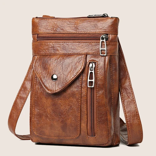 Bolso de hombro de cuero suave para mujer, bolso para teléfono móvil, bolso en capas, cartero, diseñador de lujo de un solo hombro, bolso de mujer, billetera