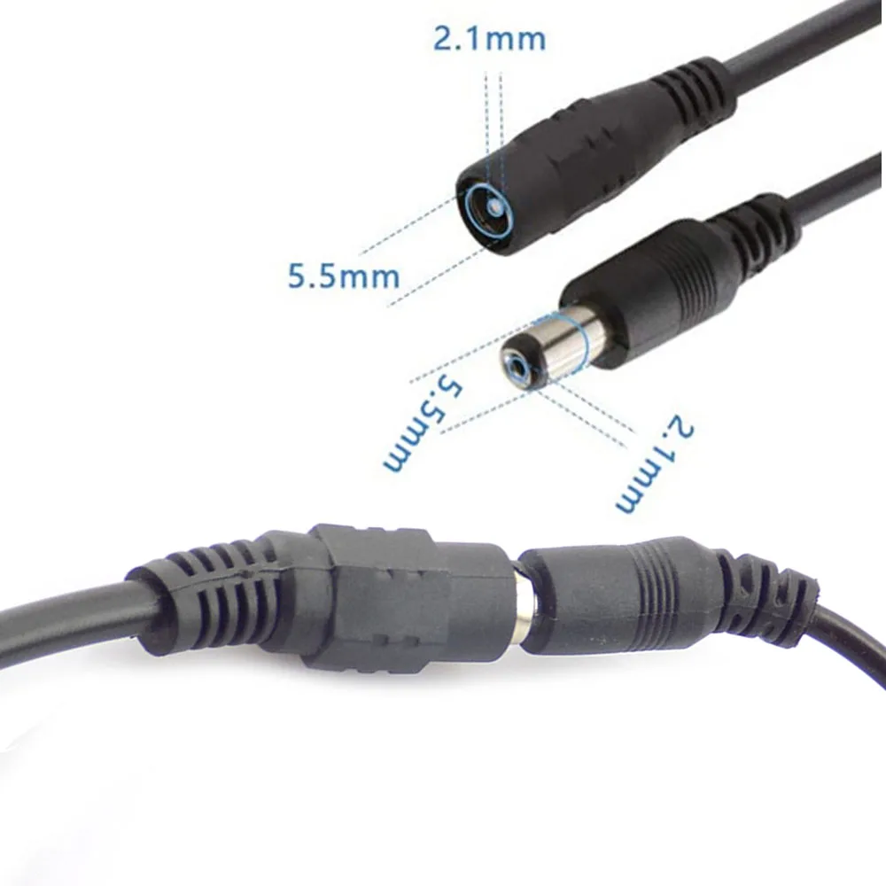 2,1 x 5,5 mm CCTV-Überwachungskamera, 1 DC-Buchse auf 2/3/4/5/6/8-Stecker, Netzkabel-Adapter, Anschlusskabel-Splitter für LED-Streifen