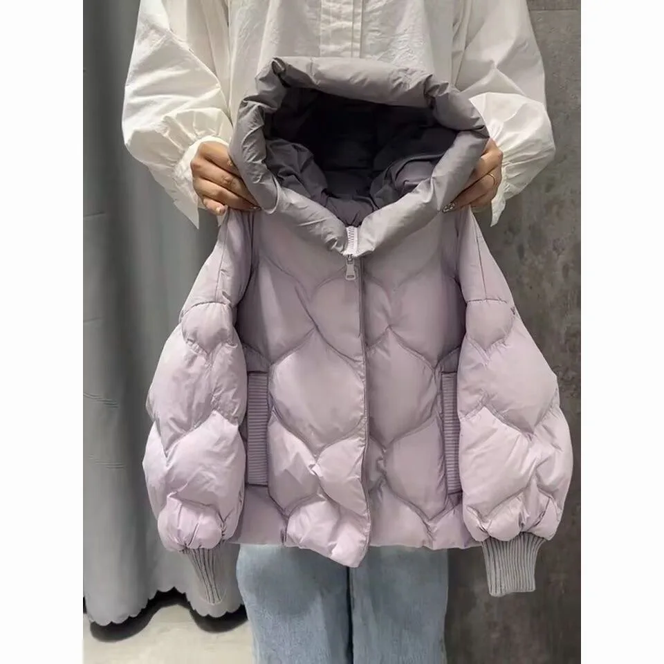 2025 New Girls' Mid To Long Down Cotton Jacket with Hood Big Fur Collar Casual Cotton Jacket Cotton Coat Jacket