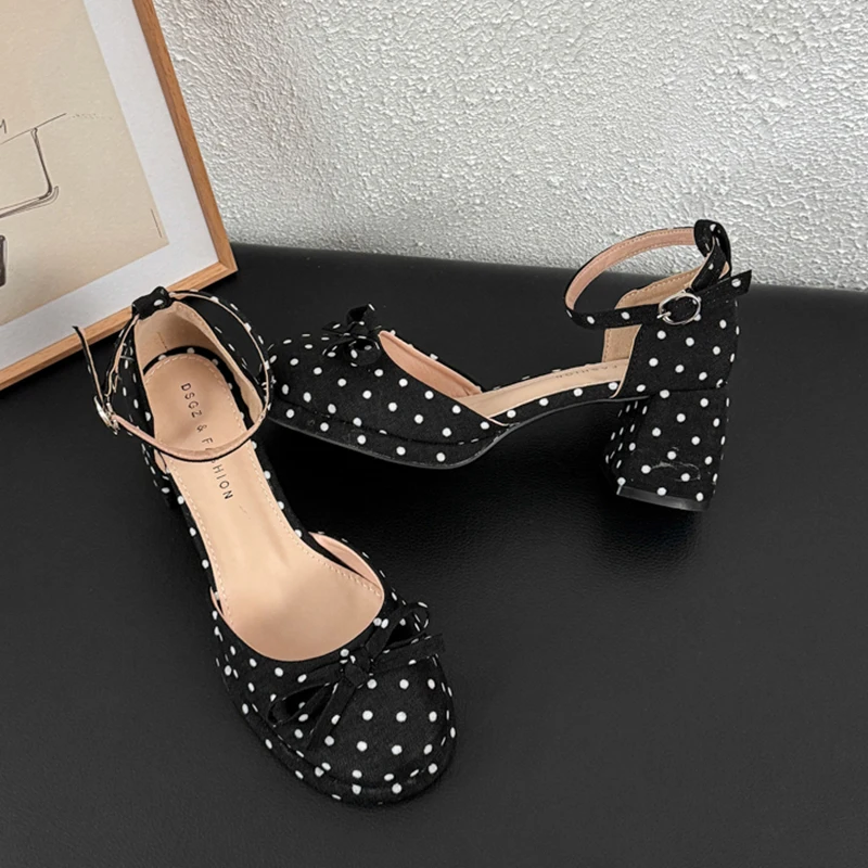 Bow Mary Jane Shoes Women High Heels Shoes Elegant Sandals Summer 2026 Luxury Lolita Dress Shoes Chunky Pumps Zapatillas Mujer