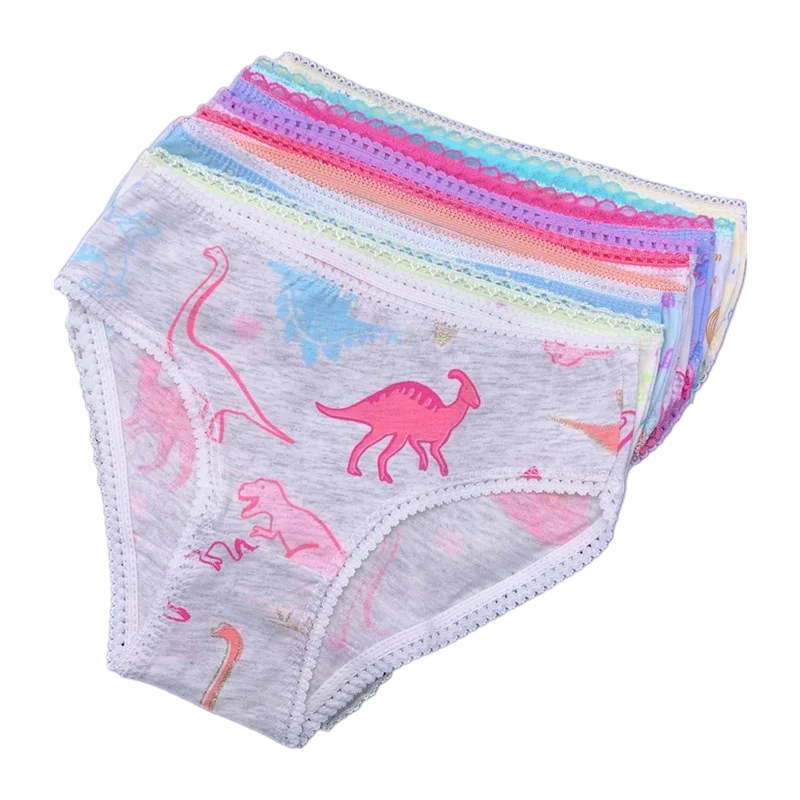 10Pc/Lot Girls Panties Briefs Underwear Kids Flower Pants Suit 2-12Years