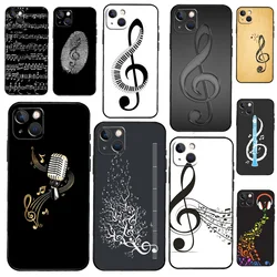 Music Notes Phone Case on For iPhone 13 12 11 14 15 Pro Max 8 7 Plus SE 2020 XR X XS MAX Soft Back Cover