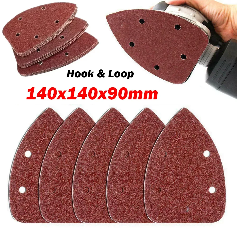 140x140x90mm 5 Hole Red Triangle Sanding Discs Hook & Loop Sandpaper Disc Abrasive Tools For Polishing Grit 40# - 400#